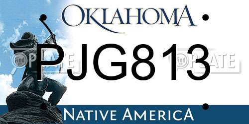 PJG813 Oklahoma License Plate