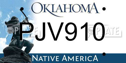 PJV910 Oklahoma License Plate
