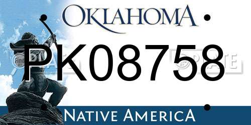 PK08758 Oklahoma License Plate