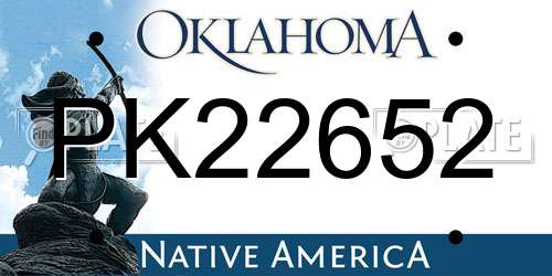 PK22652 Oklahoma License Plate