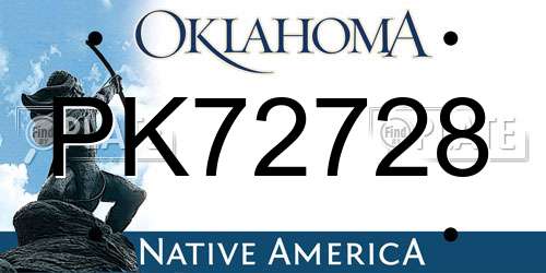 PK72728 Oklahoma License Plate