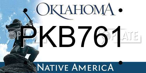 PKB761 Oklahoma License Plate