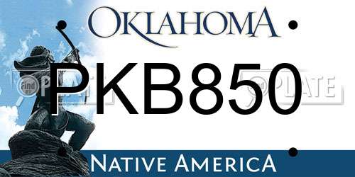 PKB850 Oklahoma License Plate