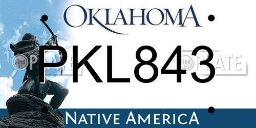 PKL843 Oklahoma License Plate
