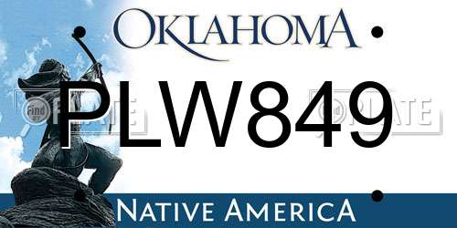 PLW849 Oklahoma License Plate