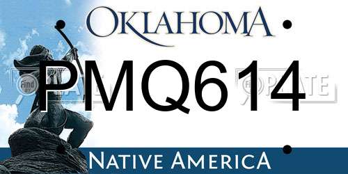 PMQ614 Oklahoma License Plate