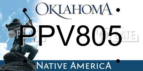 PPV805 Oklahoma License Plate