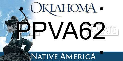 PPVA62 Oklahoma License Plate
