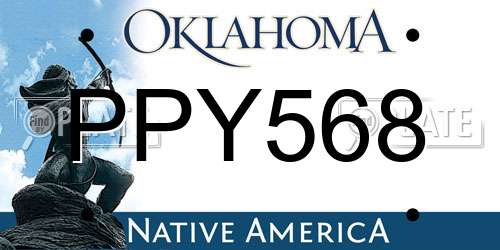 PPY568 Oklahoma License Plate