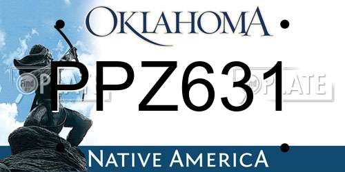 PPZ631 Oklahoma License Plate