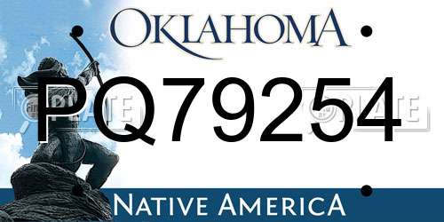 PQ79254 Oklahoma License Plate