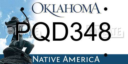 PQD348 Oklahoma License Plate