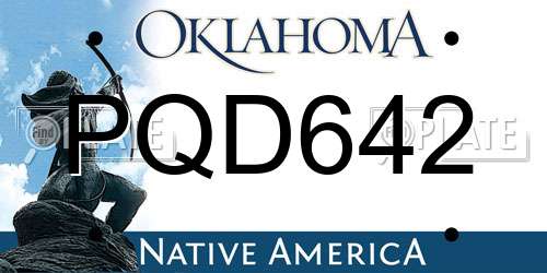 PQD642 Oklahoma License Plate