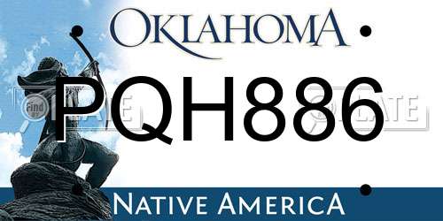 PQH886 Oklahoma License Plate