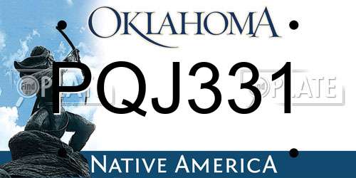 PQJ331 Oklahoma License Plate