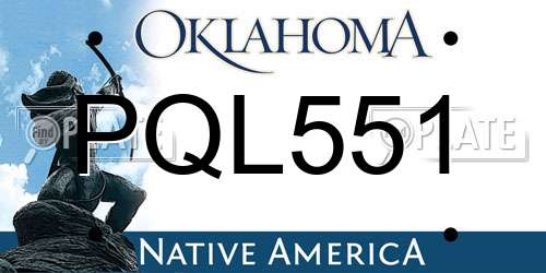 PQL551 Oklahoma License Plate