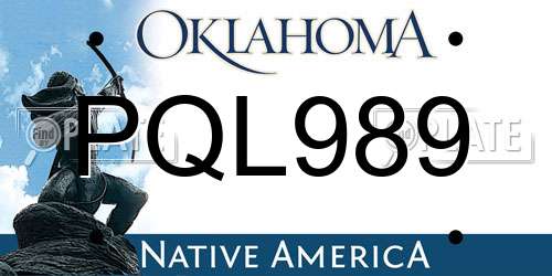 PQL989 Oklahoma License Plate