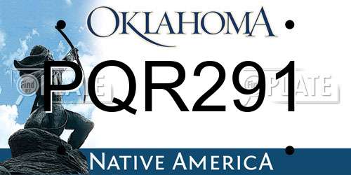 PQR291 Oklahoma License Plate