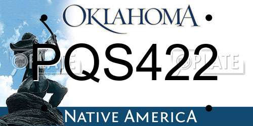 PQS422 Oklahoma License Plate