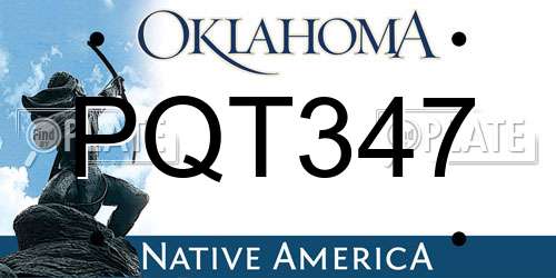 PQT347 Oklahoma License Plate