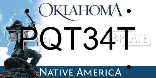 PQT34T Oklahoma License Plate