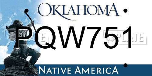 PQW751 Oklahoma License Plate