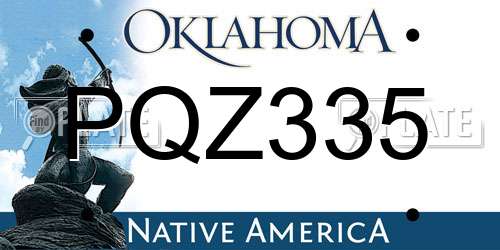 PQZ335 Oklahoma License Plate