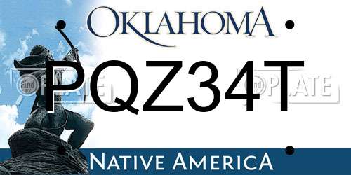 PQZ34T Oklahoma License Plate