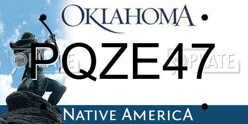 PQZE47 Oklahoma License Plate