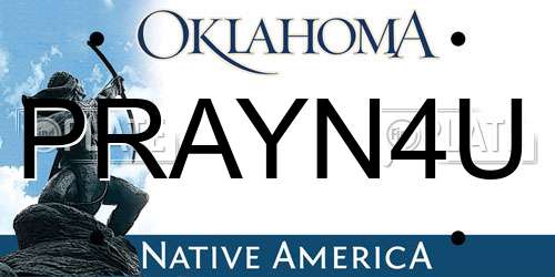 PRAYN4U Oklahoma License Plate