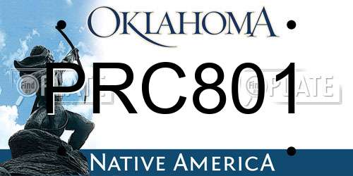 PRC801 Oklahoma License Plate