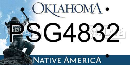 PSG4832 Oklahoma License Plate