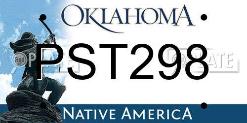 PST298 Oklahoma License Plate