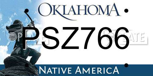 PSZ766 Oklahoma License Plate