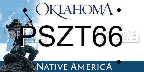 PSZT66 Oklahoma License Plate