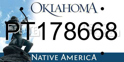 PT178668 Oklahoma License Plate