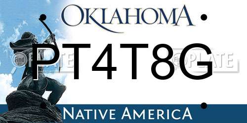 PT4T8G Oklahoma License Plate