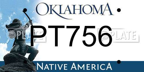 PT756 Oklahoma License Plate