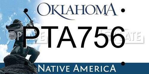 PTA756 Oklahoma License Plate