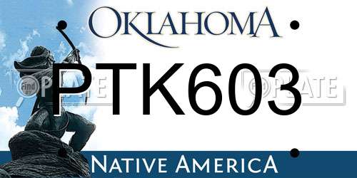 PTK603 Oklahoma License Plate