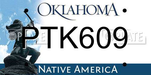 PTK609 Oklahoma License Plate