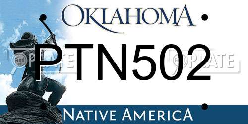 PTN502 Oklahoma License Plate