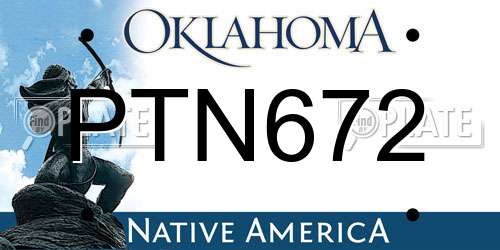 PTN672 Oklahoma License Plate
