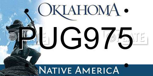 PUG975 Oklahoma License Plate