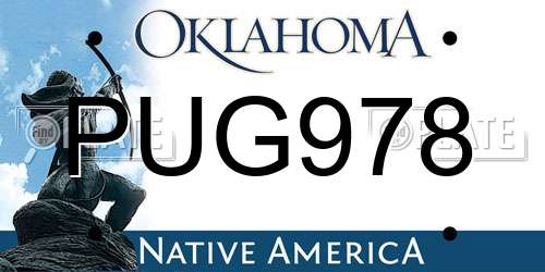 PUG978 Oklahoma License Plate