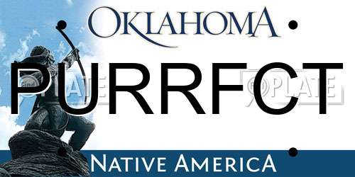 PURRFCT Oklahoma License Plate
