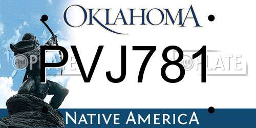 PVJ781 Oklahoma License Plate