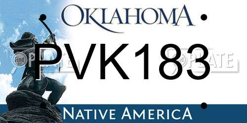 PVK183 Oklahoma License Plate