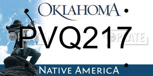 PVQ217 Oklahoma License Plate