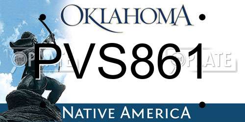 PVS861 Oklahoma License Plate